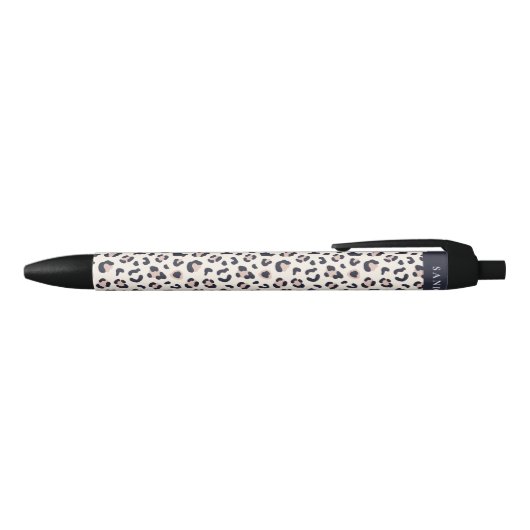 Leopard print roze aangepaste naam zwarte inkt pen (Bovenkant)