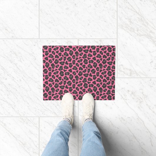 Leopard Print roze grijs Deurmat (Binnen)