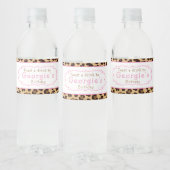 Leopard Print Roze Quatrefoil Verjaardagsfeest Waterfles Etiket (Flessen)