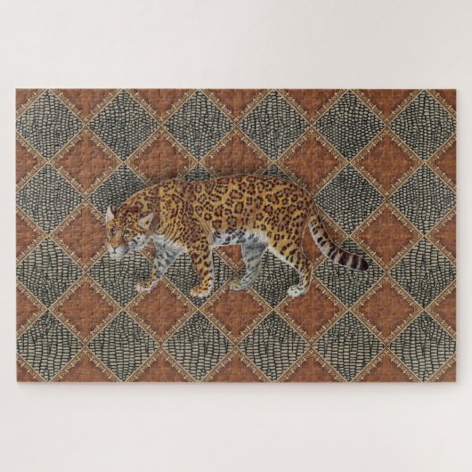  leopard Print Rust Leather Snake Skin Gold Legpuzzel (Horizontaal)