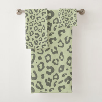 Leopard Print Sage Green en Shades Animal Print Bad Handdoek