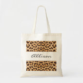 Leopard Print Script gepersonaliseerde Canvas tas (Voorkant)