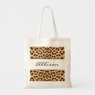 Leopard Print Script gepersonaliseerde Canvas tas