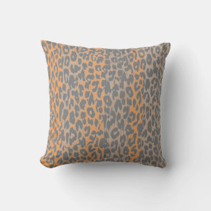 Leopard Print Skin (Grijs, Geel) Kussen