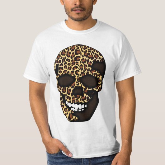 Leopard Print Skull Tshirt Design (Voorkant)