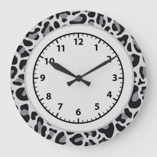 Leopard Print Snow Leopard Clock Grote Klok