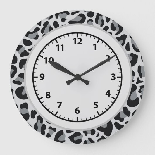 Leopard Print Snow Leopard Clock Grote Klok (Voorkant)