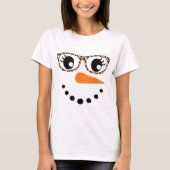 Leopard Print Snowman Face Design T-shirt (Voorkant)
