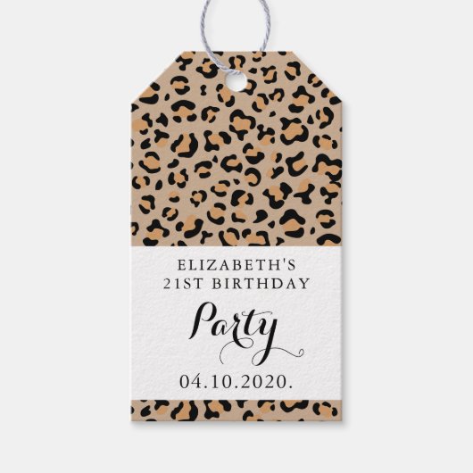 Leopard Print, Spots, bruine luipaard, zondag Cadeaulabel (Voorkant)