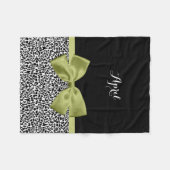  leopard Print Spring Green Bow met naam Fleece Deken (Voorkant (Horizontaal))
