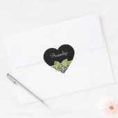  leopard Print Spring Green Bow met naam Hart Sticker (Envelop)