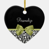  leopard Print Spring Green Bow met naam Keramisch Ornament (Voorkant)