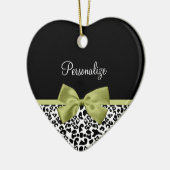  leopard Print Spring Green Bow met naam Keramisch Ornament (Links)