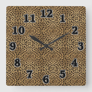 Leopard Print Square Wall klok