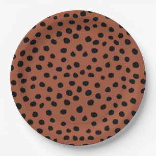 Leopard Print Stippen Rust Terracotta Cheetah Spot Papieren Bordje