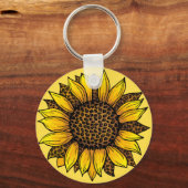 Leopard Print Sunflower Sleutelhanger (Voorkant)