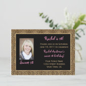 Leopard Print Sweet 16 Birthday Uitnodiging (Staand voorkant)