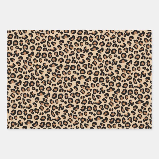 Leopard Print, Tan, Roze, Zwart & Wit Inpakpapier Vel (Voorkant)
