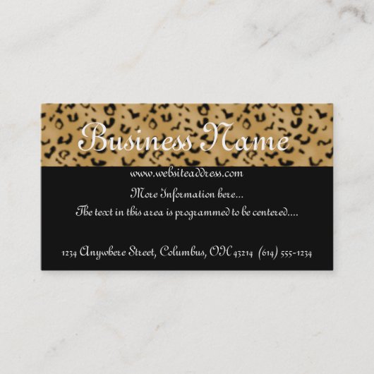 Leopard Print Topper Visitekaartje (Voorkant)