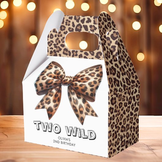 Leopard Print Twee Wild Bow 2e verjaardag Bedankdoosjes