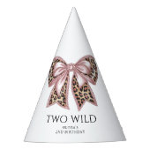 Leopard Print Twee Wild Bow 2e verjaardag Feesthoedjes (Voorkant)