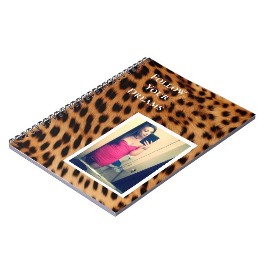 Leopard Print uw foto gepersonaliseerde offerte Notitieboek (Linkerzijde)
