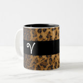 Leopard Print V monogram initiaal Coffee Mok Cup (Voorkant links)