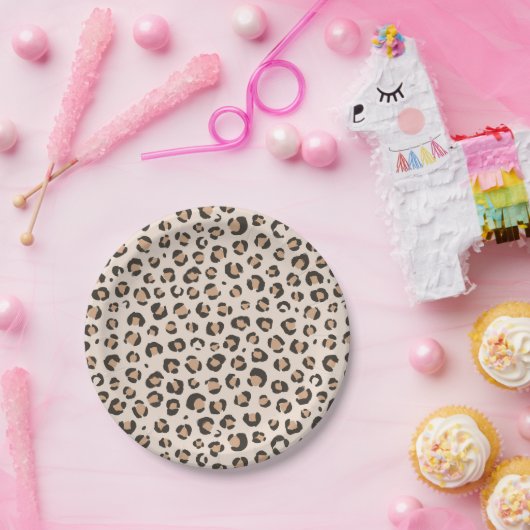 Leopard Print Verjaardagsfeestje Papieren Bordje (Feest)