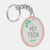 Leopard Print Vet Tech Stethoscope met naam Sleutelhanger (Voorkant Links)