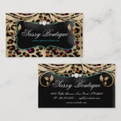 Leopard Print Visitekaartje Beige Swirls Jewells B (Voorkant / Achterkant)