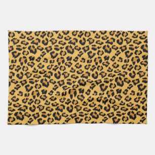 Leopard Print Wild Cat Patroon in natuurlijke kleu Theedoek