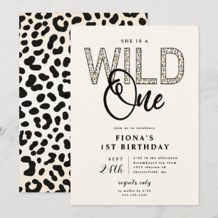 Leopard Print Wild One Birthday Kaart