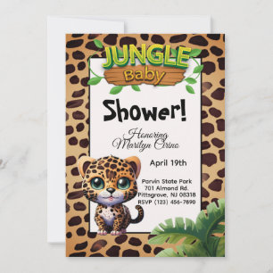 Leopard Print Wildlife Kat Oerwoud Baby shower 🐆 Kaart
