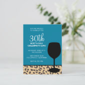leopard print wine verjaardag kaart (Staand voorkant)