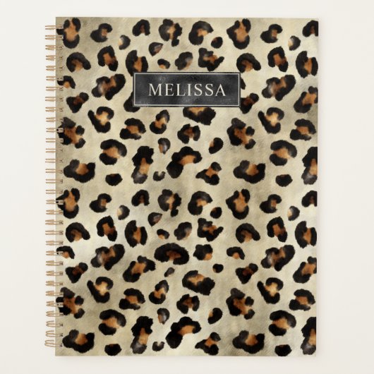 Leopard Print With Black Faux Foil And Name (Devant)