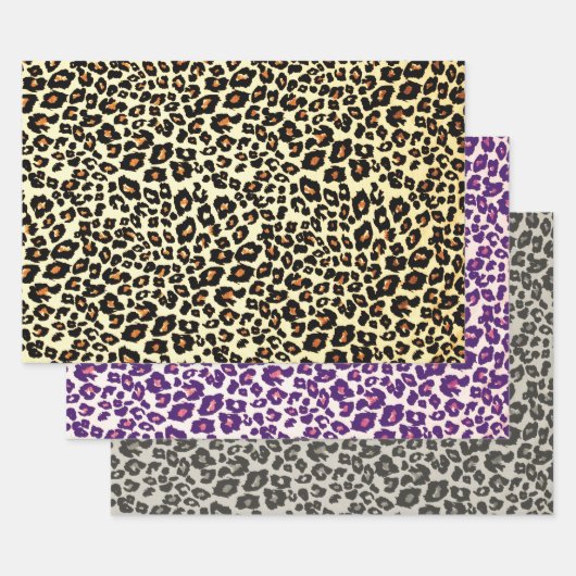 Leopard Print Wrapping Craft Paper in Colors (Set)