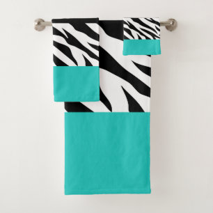 Leopard Print, Zebra Print, Animal Print, Blue Bad Handdoek