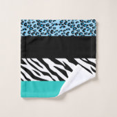 Leopard Print, Zebra Print, Animal Print, Blue Bad Handdoek (Wasdoekje)