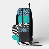 Leopard Print, Zebra Print, Animal Print, Blue Bedrukte Rugzak (Rechts)