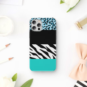 Leopard Print, Zebra Print, Animal Print, Blue iPhone 11 Hoesje