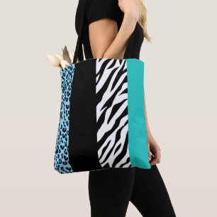 Leopard Print, Zebra Print, Animal Print, Blue Draagtas