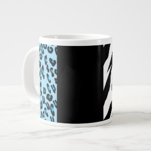 Leopard Print, Zebra Print, Animal Print, Blue Extra Grote Beker
