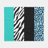 Leopard Print, Zebra Print, Animal Print, Blue Fleece Deken (Voorkant (Horizontaal))