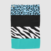 Leopard Print, Zebra Print, Animal Print, Blue Golfhanddoek (Voorkant)
