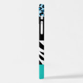 Leopard Print, Zebra Print, Animal Print, Blue iPhone Hoesje (Linkerkant)