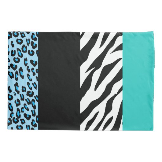 Leopard Print, Zebra Print, Animal Print, Blue Kussensloop (Achterkant)