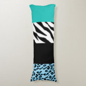 Leopard Print, Zebra Print, Animal Print, Blue Lichaamskussen (Voorkant Verticaal)