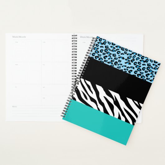 Leopard Print, Zebra Print, Animal Print, Blue Planner (Display)