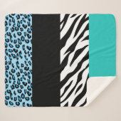 Leopard Print, Zebra Print, Animal Print, Blue Sherpa Deken (Voorkant (horizontaal))