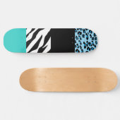 Leopard Print, Zebra Print, Animal Print, Blue Skateboard (Horizontaal)